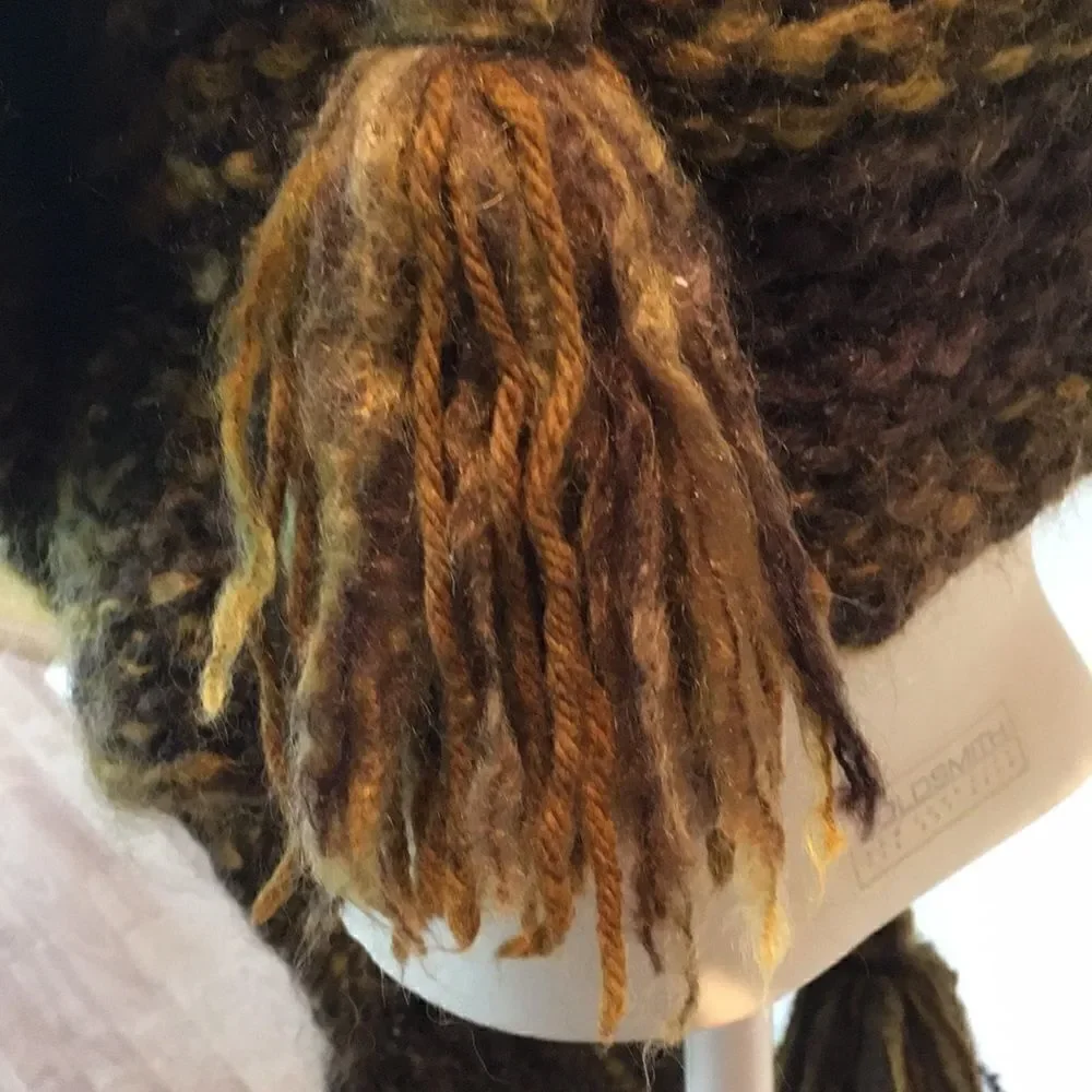HAND CRAFTED Art chunky knit. Cropped knit Shrug Wrap wool scarf Browns golds